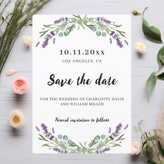 Save The Date Mariage Lavender eucalyptus enregistrer la date (Créateur téléchargé)