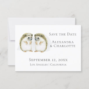 Save The Date Mariage Lesbien Cute Hedgehog Couple Enregistrer L
