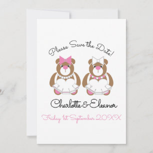 Save The Date Mariage lesbien ours en peluche mariées