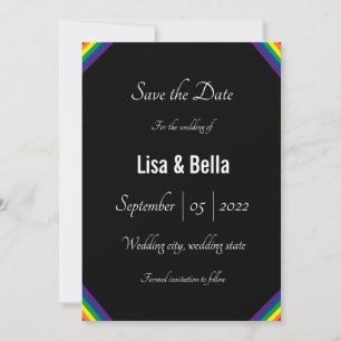 Save The Date Mariage LGBT Arc-en-ciel Classé Enregistrer la dat