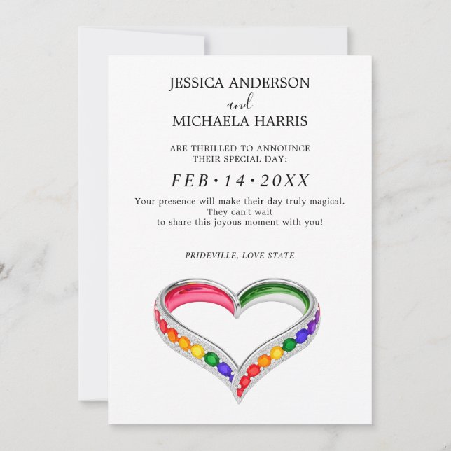 Save The Date 🌈 🐦 Mariage LGBTQ Peint Avec Amour  (Dos)