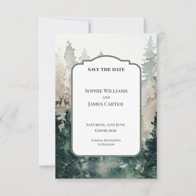 Save The Date Mariage Lune et Étoiles Célestes Enregistrez la Da (Devant)