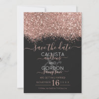 Mariage Luxe Paillettes Noires Confettis Rose Gold