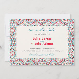 Save The Date Mariage Luxueux Métallisé Pailleté Géométrique