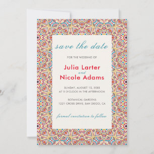 Save The Date Mariage Luxueux Métallisé Pailleté Géométrique