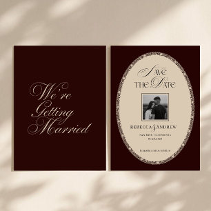 Save The Date Mariage Luxueux Photo Broderie Anglaise Vintage 