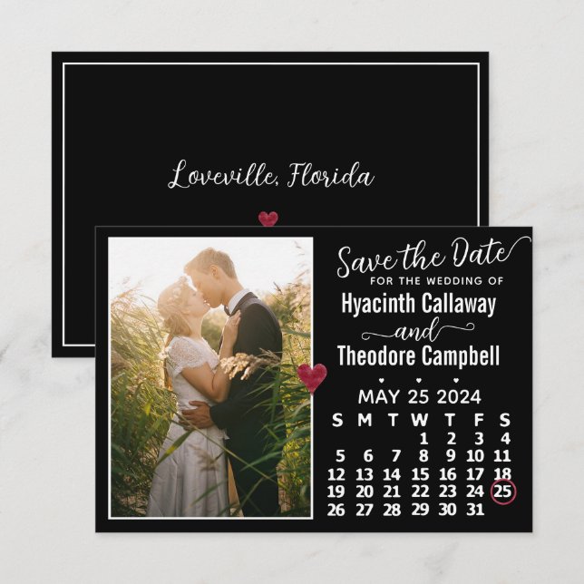 Save The Date Mariage mai 2024 Calendrier personnalisé photo noi (Devant / Derrière)