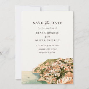 Save The Date Mariage Maisons sur les collines de Positano Côte