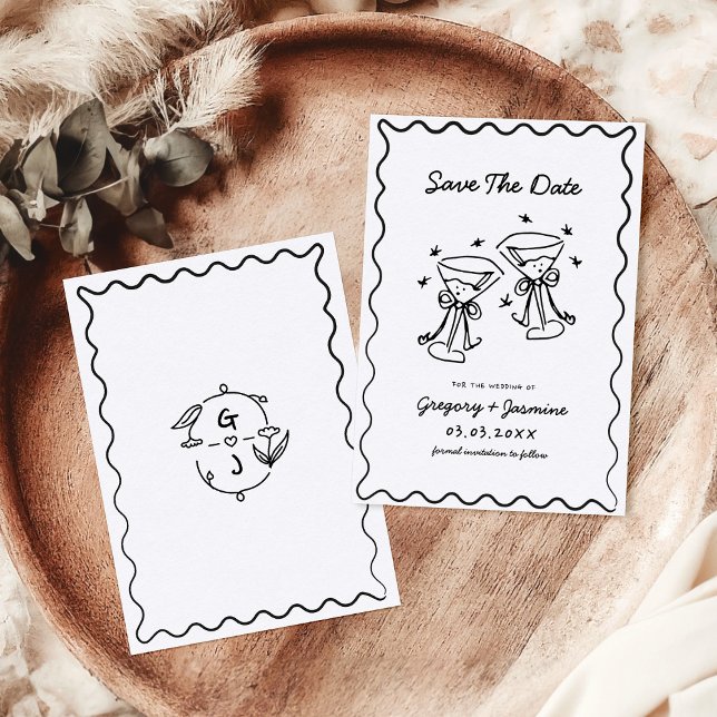 Save The Date Mariage Manuscrit Fantaisiste Dessiné à la Main (Créateur téléchargé)