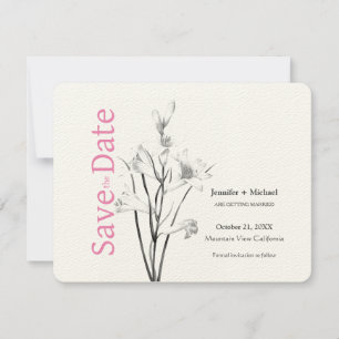Save The Date Mariage mariage Calligraphie Floral noir blanc