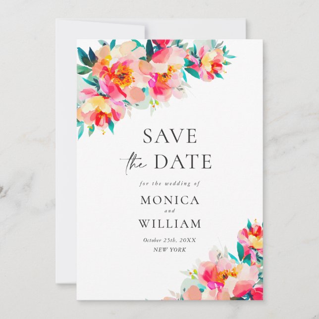 Save The Date Mariage Mariage de fleurs rose pâle (Devant)