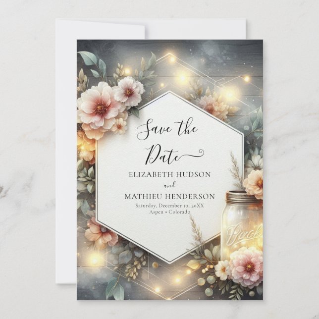 Save The Date Mariage Mason Jar minimal unique (Devant)