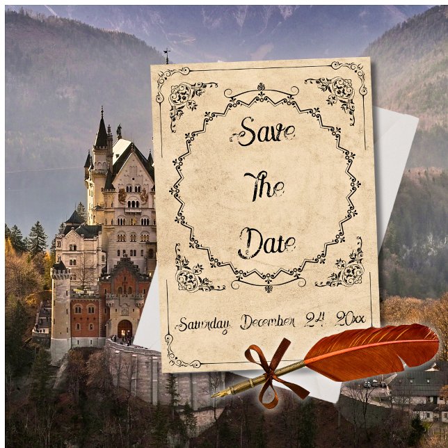 Save The Date Mariage Medieval Black Elegance Enregistrez la Dat (Créateur téléchargé)