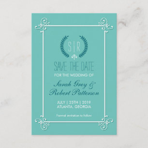 Save The Date Mariage médiéval bleu turquoise Enregistrer La Car