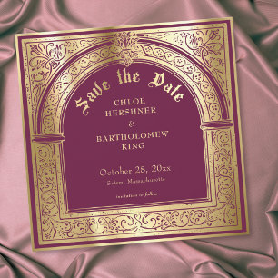 Save The Date Mariage Médiéval Gothique en Or de Bourgogne