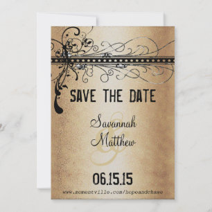 Save The Date Mariage médiéval Renaissance élégant or et noir