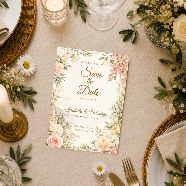Save The Date Mariage Méditerranéen Romantique (Créateur téléchargé)