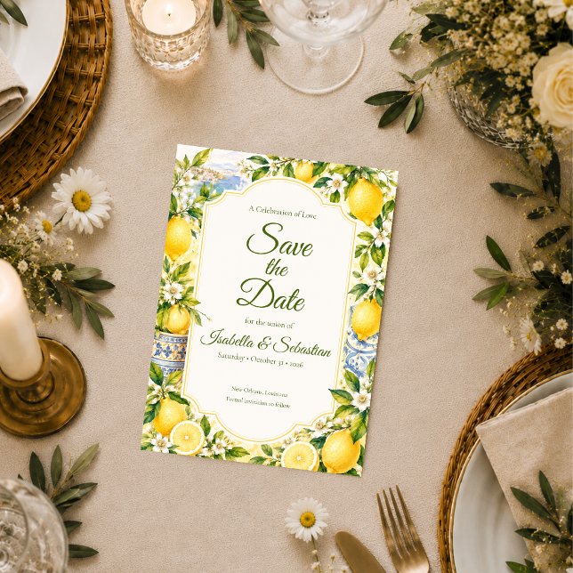 Save The Date Mariage Méditerranéen Romantique (Créateur téléchargé)
