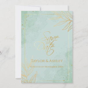 Save The Date Mariage Menthe et Or