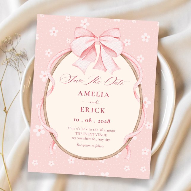 Save The Date Mariage mignon rose (Créateur téléchargé)