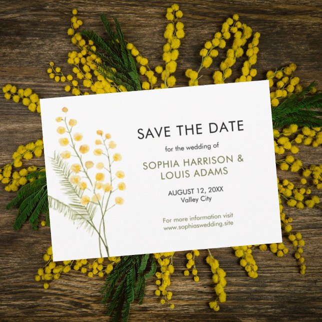 Save The Date Mariage mimosa fleurs mures (Créateur téléchargé)