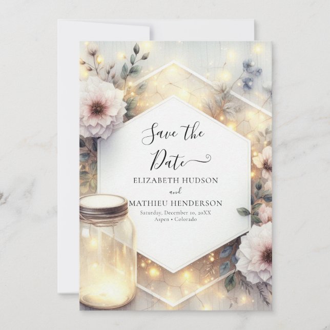 Save The Date Mariage minimal en fleur Mason Jar (Devant)