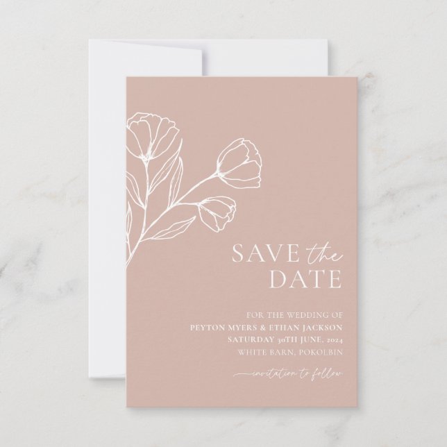 Save The Date Mariage minimal Enregistrer la date Botanique PEYT (Devant)