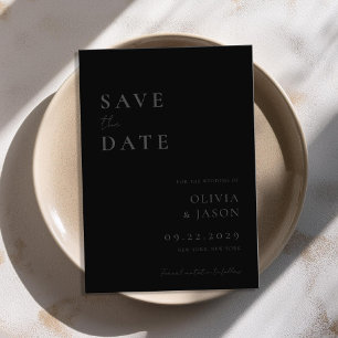 Save The Date Mariage minimal mat moderne noir