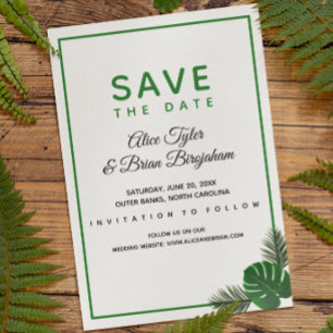 Save The Date Mariage minimal moderne de verdure tropicale