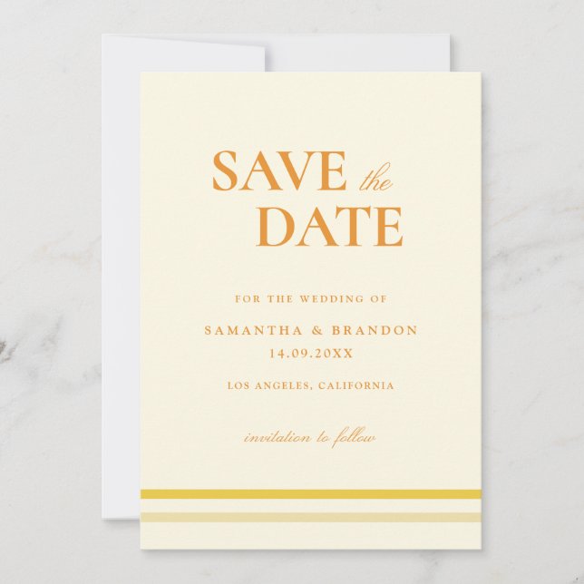 Save The Date Mariage minimal moderne écriture formelle jaune be (Devant)