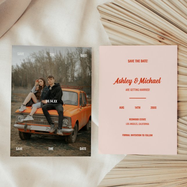 Save The Date Mariage Minimal Rétro Photo Entière  (Créateur téléchargé)