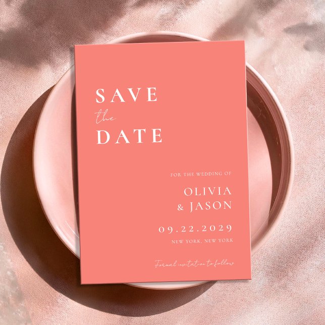 Save The Date Mariage minimal rose corail moderne (Créateur téléchargé)