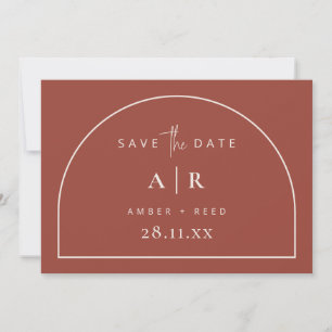 Save The Date Mariage minimal terracotta script arch moderne  