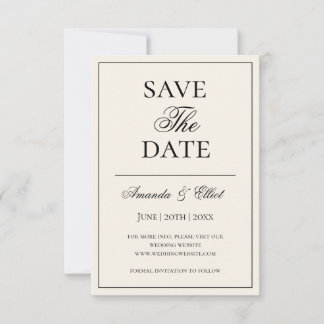 Save The Date Mariage minimaliste à l'écriture noir et beige