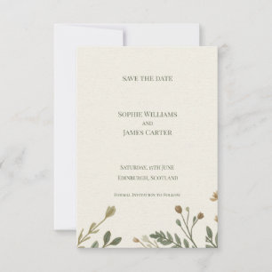 Save The Date Mariage Minimaliste à l'Ivory avec Brin Botanique 