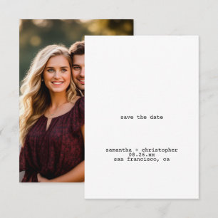 Save The Date Mariage minimaliste blanc avant-gardiste avec phot