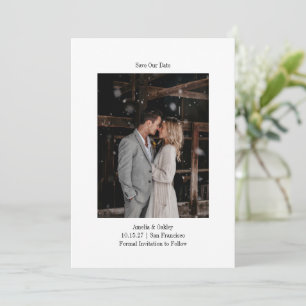 Save The Date Mariage minimaliste blanc élégant photo personnali
