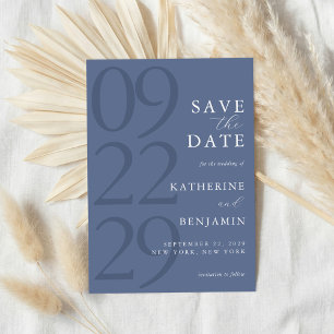 Save The Date Mariage Minimaliste Bleu Moderne