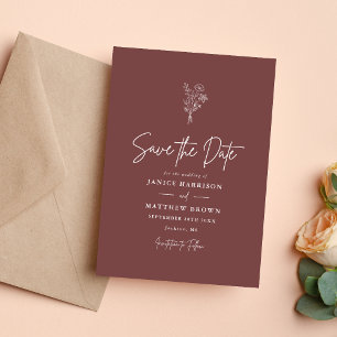 Save The Date Mariage minimaliste botanique boho mauve