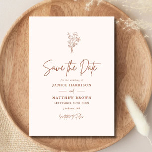 Save The Date Mariage minimaliste Botanique Terracotta Boho