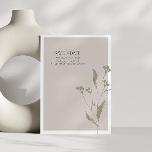 Save The Date Mariage minimaliste botanique vert olive beige