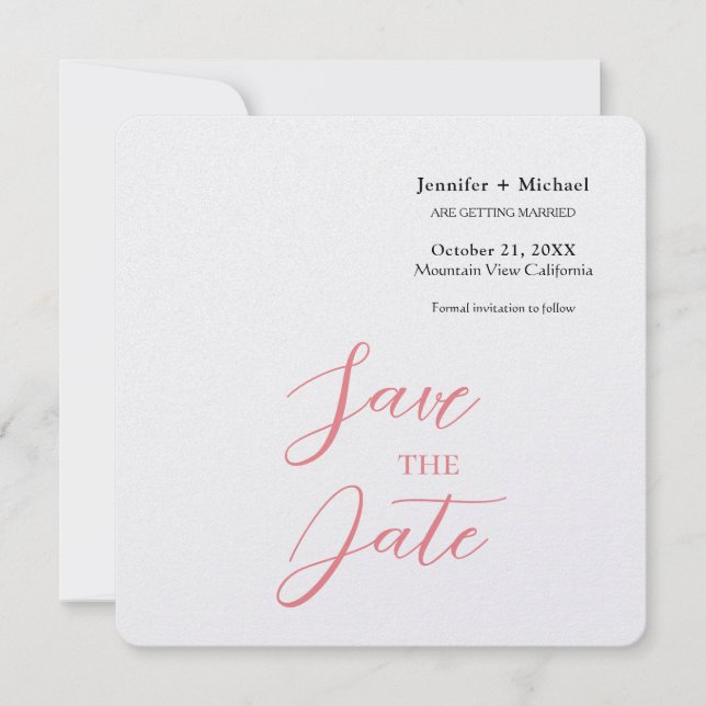 Save The Date Mariage Minimaliste Calligraphie  (Devant)