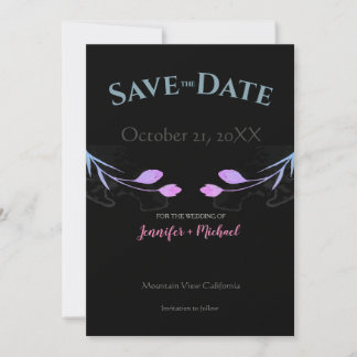 Save The Date Mariage Minimaliste Chic Fleurs Noires