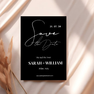 Save The Date Mariage minimaliste de calligraphie noir et blanc