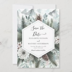 Save The Date Mariage minimaliste de montagne rustique