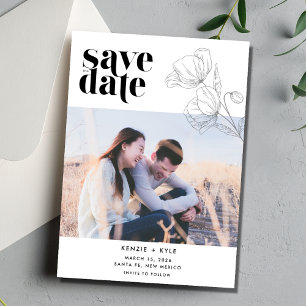 Save The Date Mariage minimaliste de photos de fleurs Enregistre