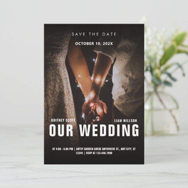 Save The Date Mariage minimaliste de romance photo (Debout devant)