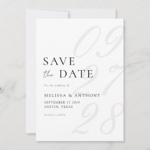 Save The Date Mariage minimaliste élégant moderne noir et blanc