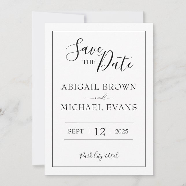 Save The Date Mariage minimaliste Enregistrer la date (Devant)