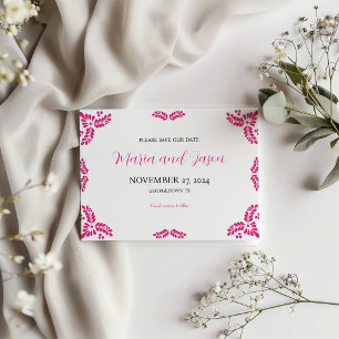 Save The Date Mariage minimaliste floral rose Talavera mexicain
